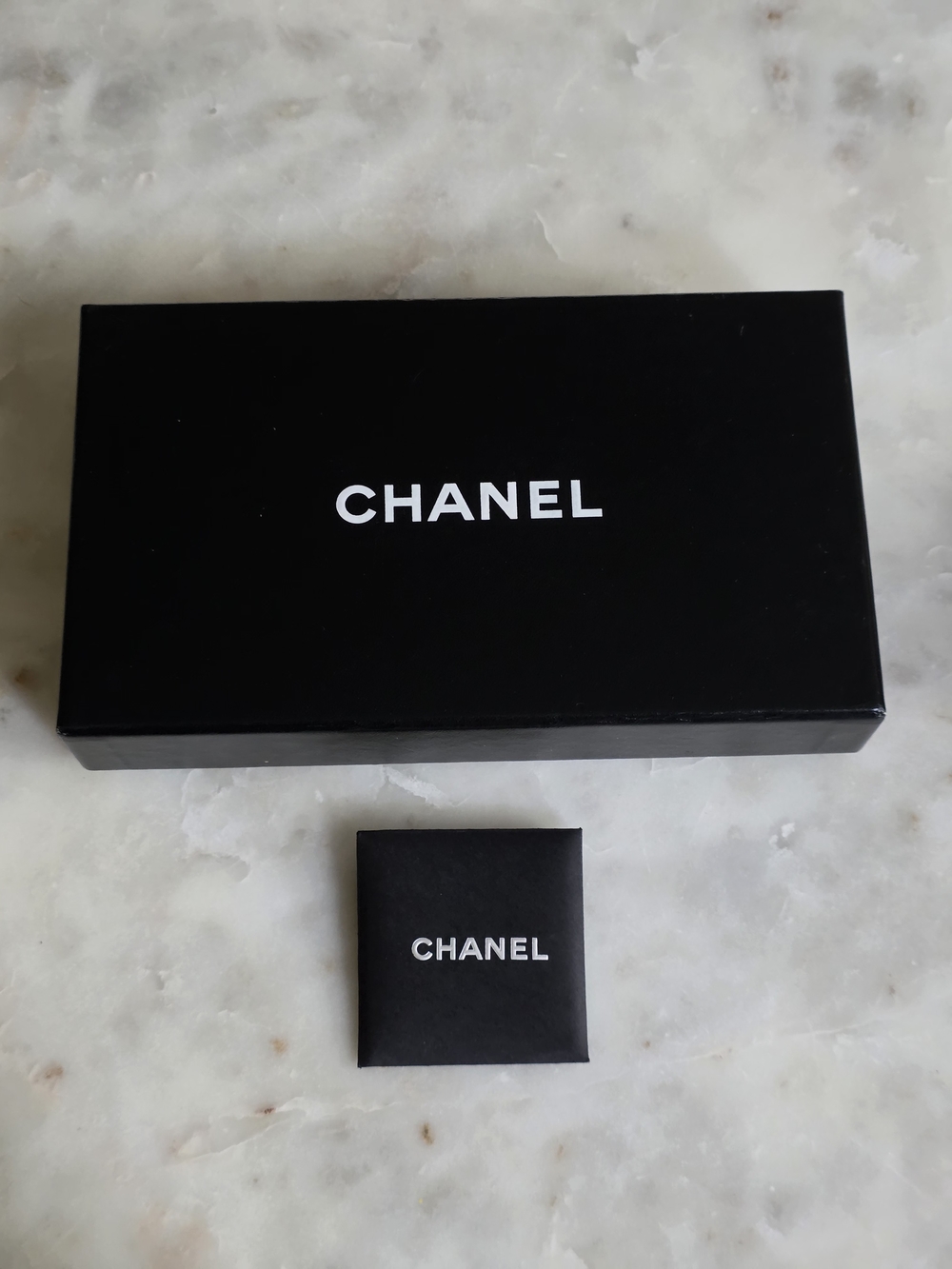 Authentic Chanel Long Wallet Box W/ Dustcover & Card-8.1"Wx4.8"Hx1.5"D